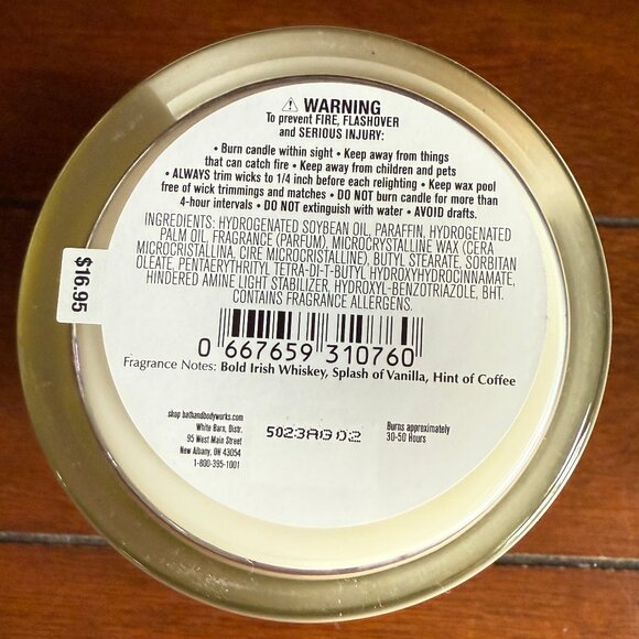 NEW COFFEE WHISKEY Single Wick Candle 8oz  Bath & Body Works - Picture 3 of 3